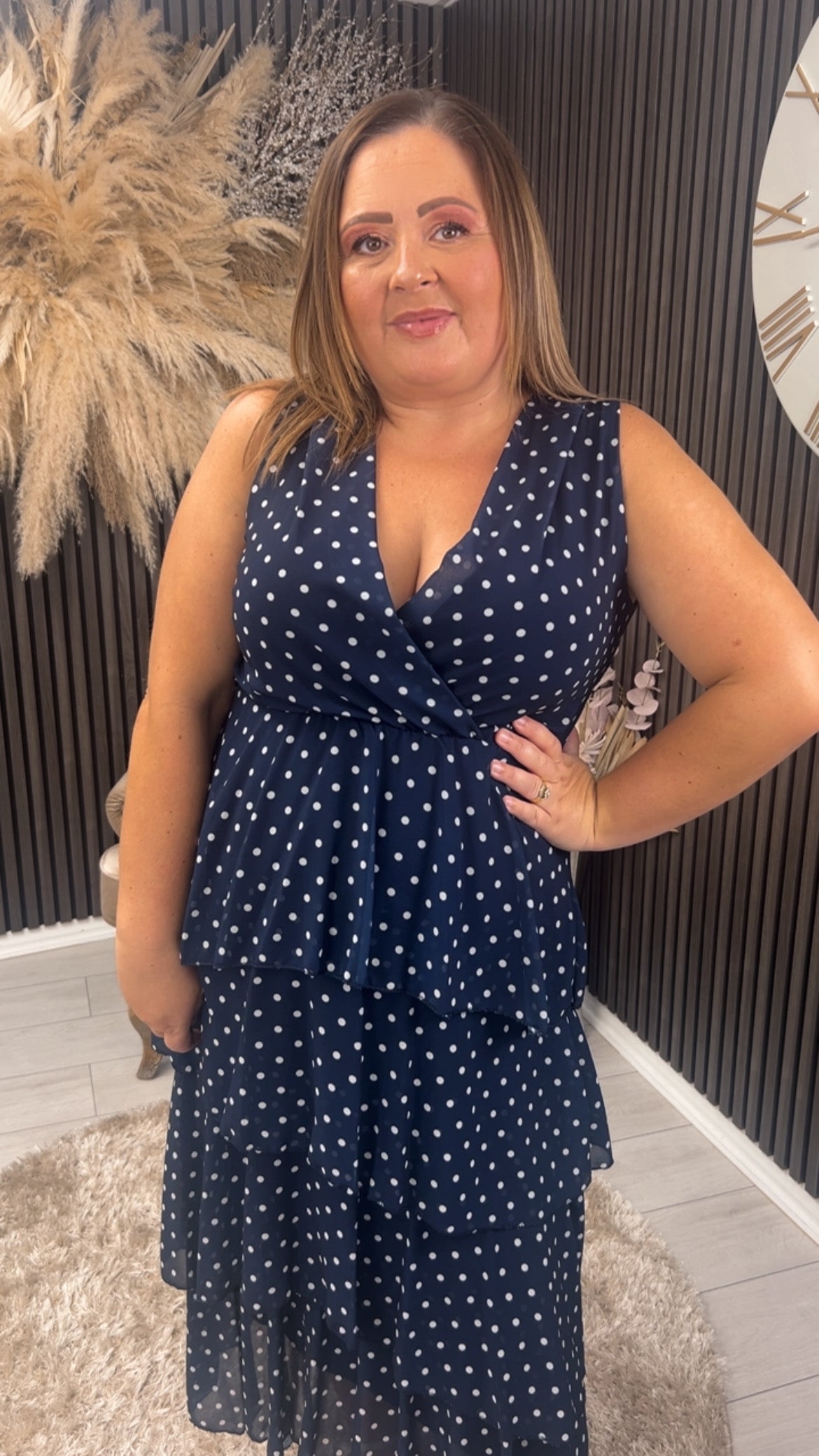 KELLY DRESS - NAVY SPOT