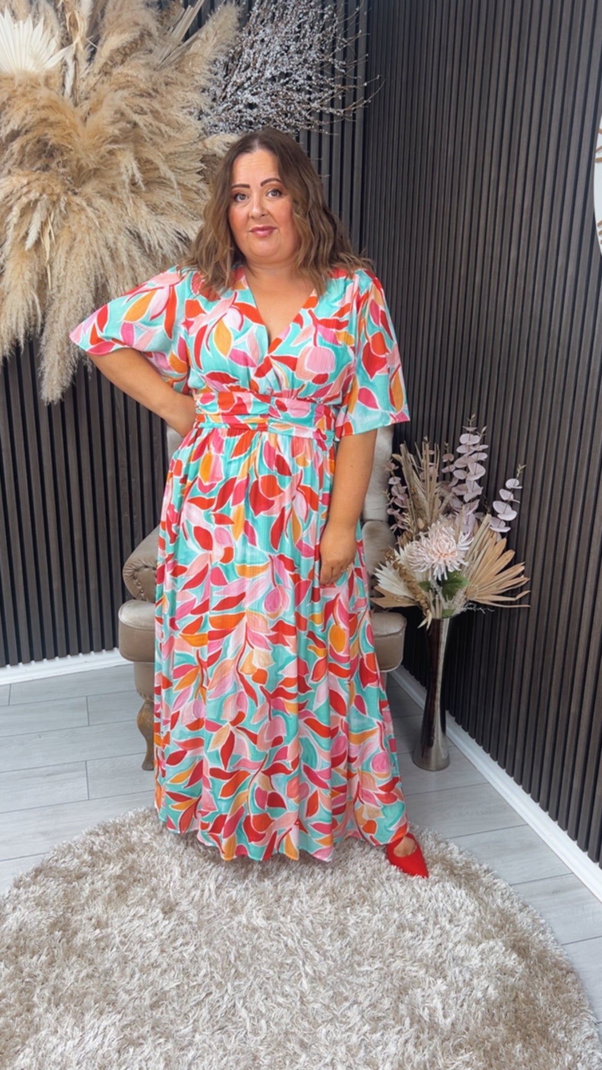 DEBRA DRESS - GREEN/ORANGE
