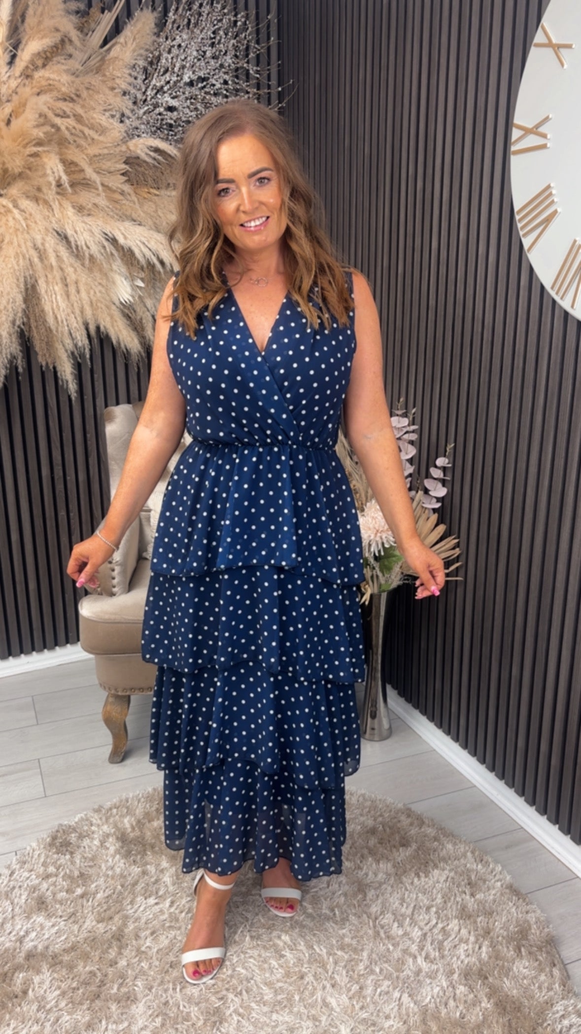KELLY DRESS - NAVY SPOT