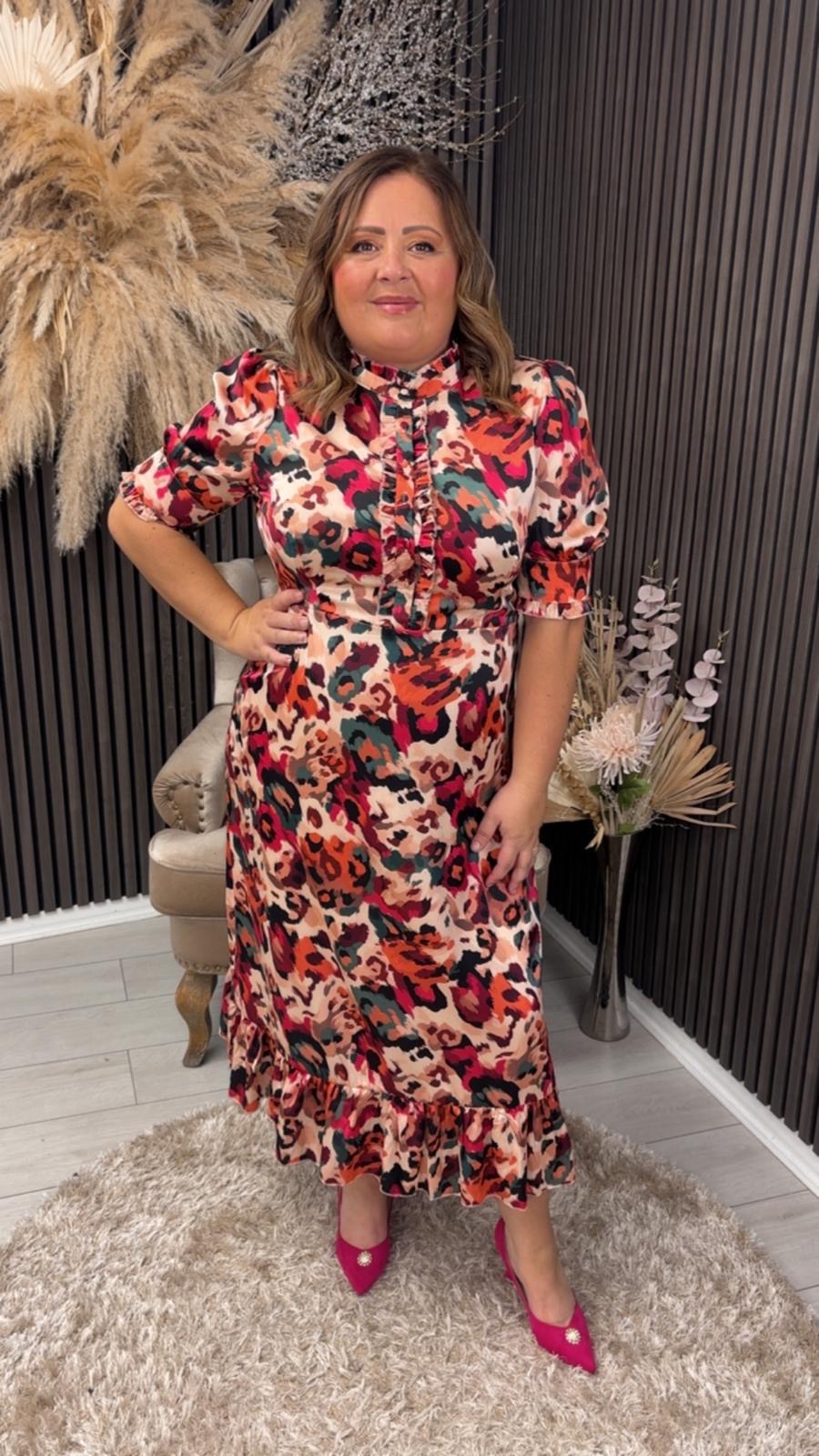 KIRSTY DRESS - PINK LEOPARD