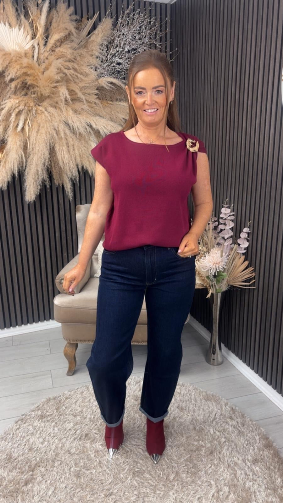 LISA TOP - BURGUNDY
