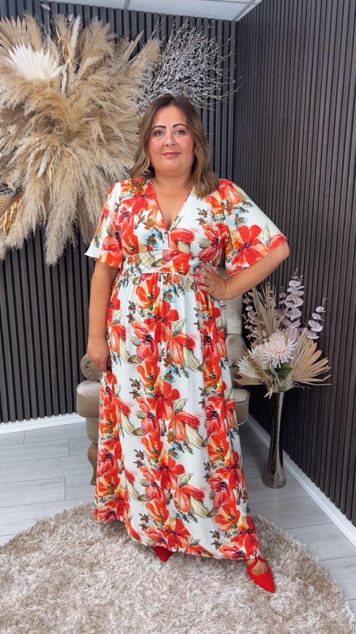 PAYTON DRESS - WHITE/RED