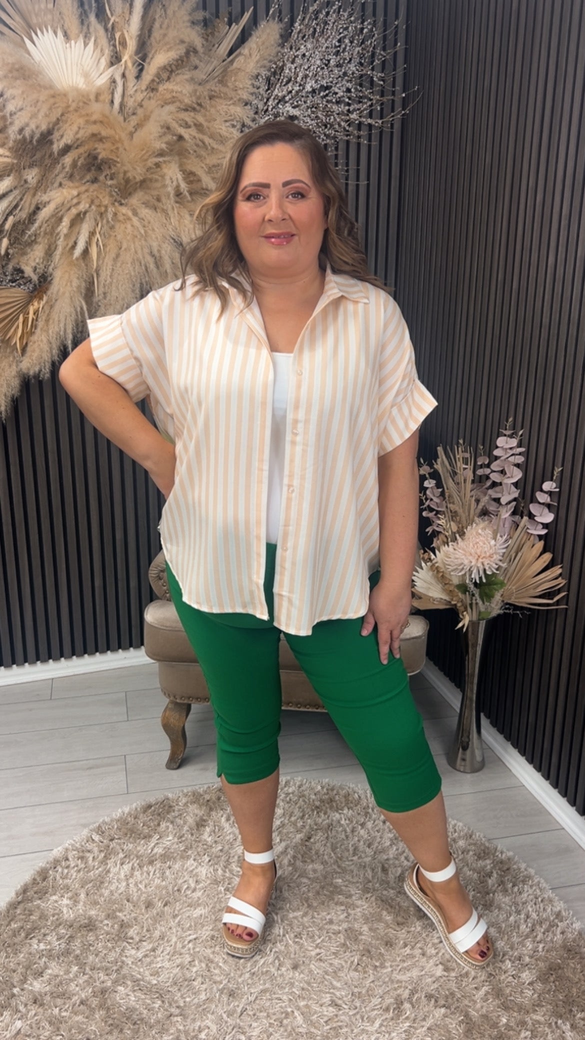LINDA SHIRT - BEIGE STRIPE