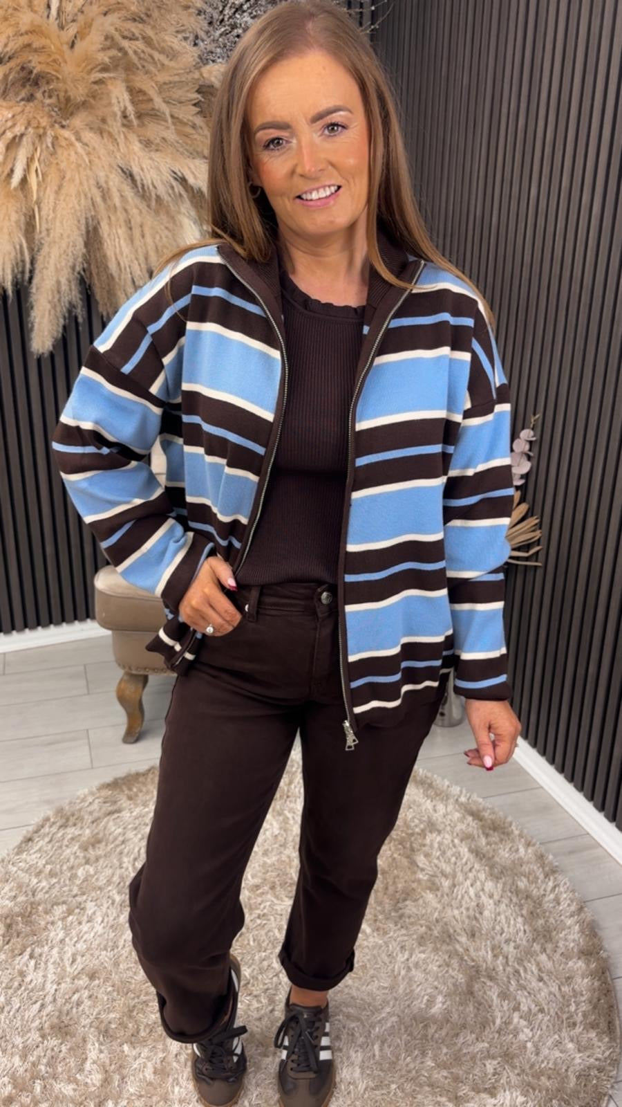 ELEANOR JACKET - BLUE/BROWN