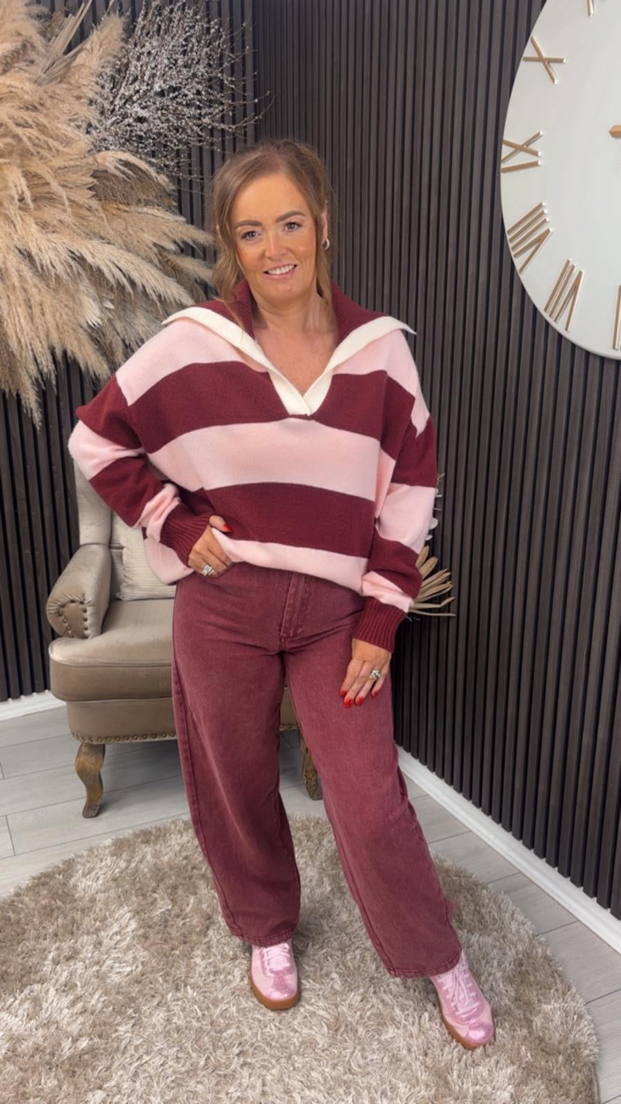 LEXI JUMPER - BURGUNDY/PINK
