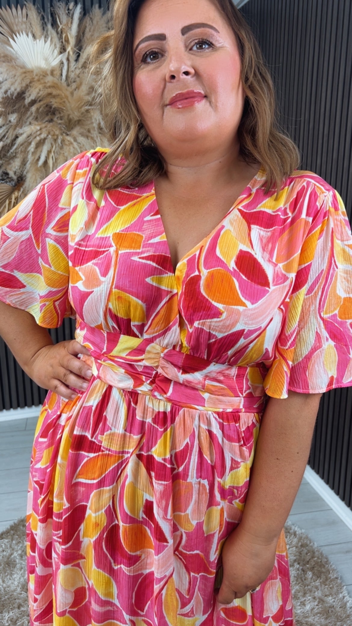 DEBRA DRESS - PINK/YELLOW