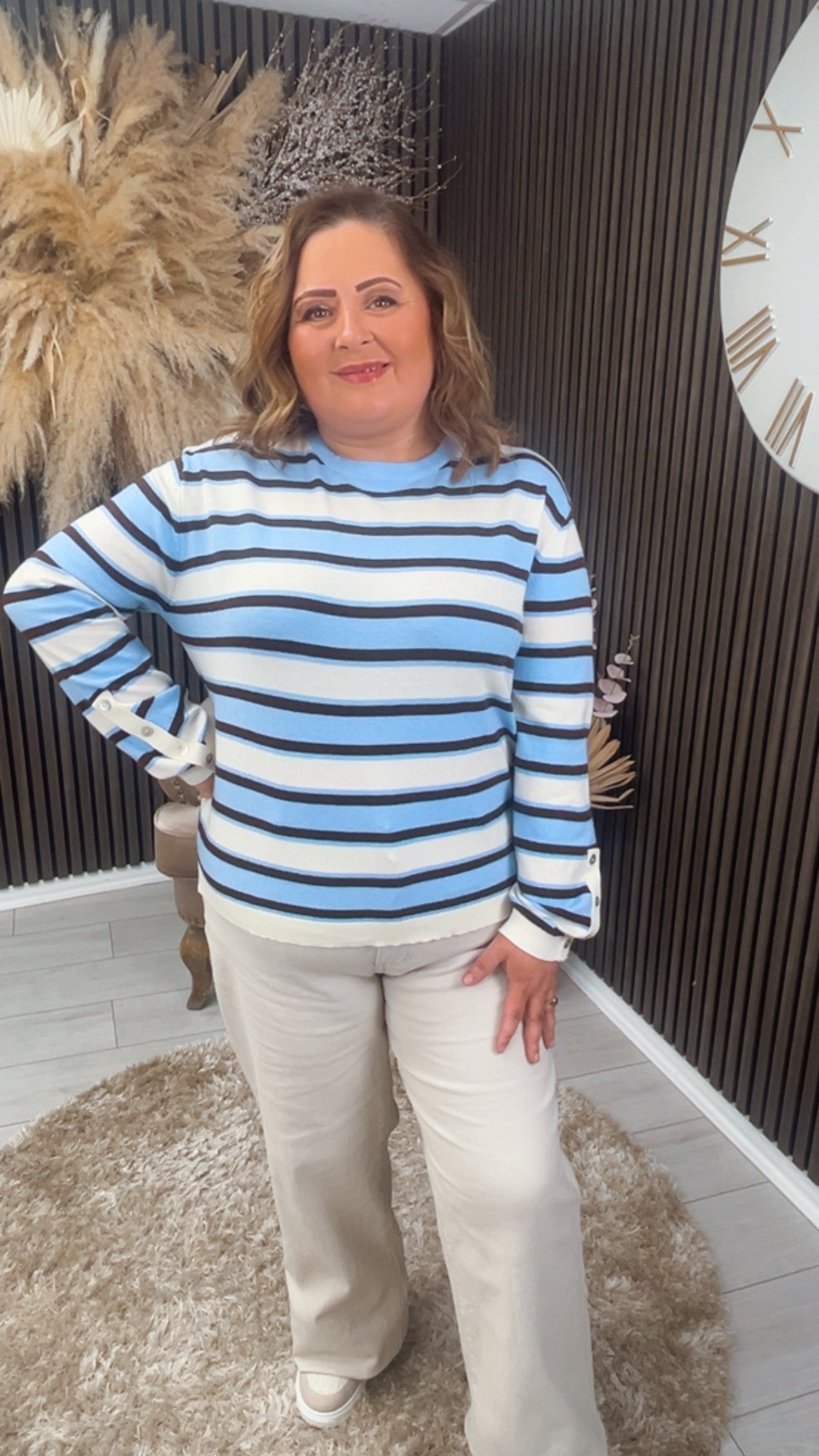 DIANI JUMPER - BLUE/BEIGE