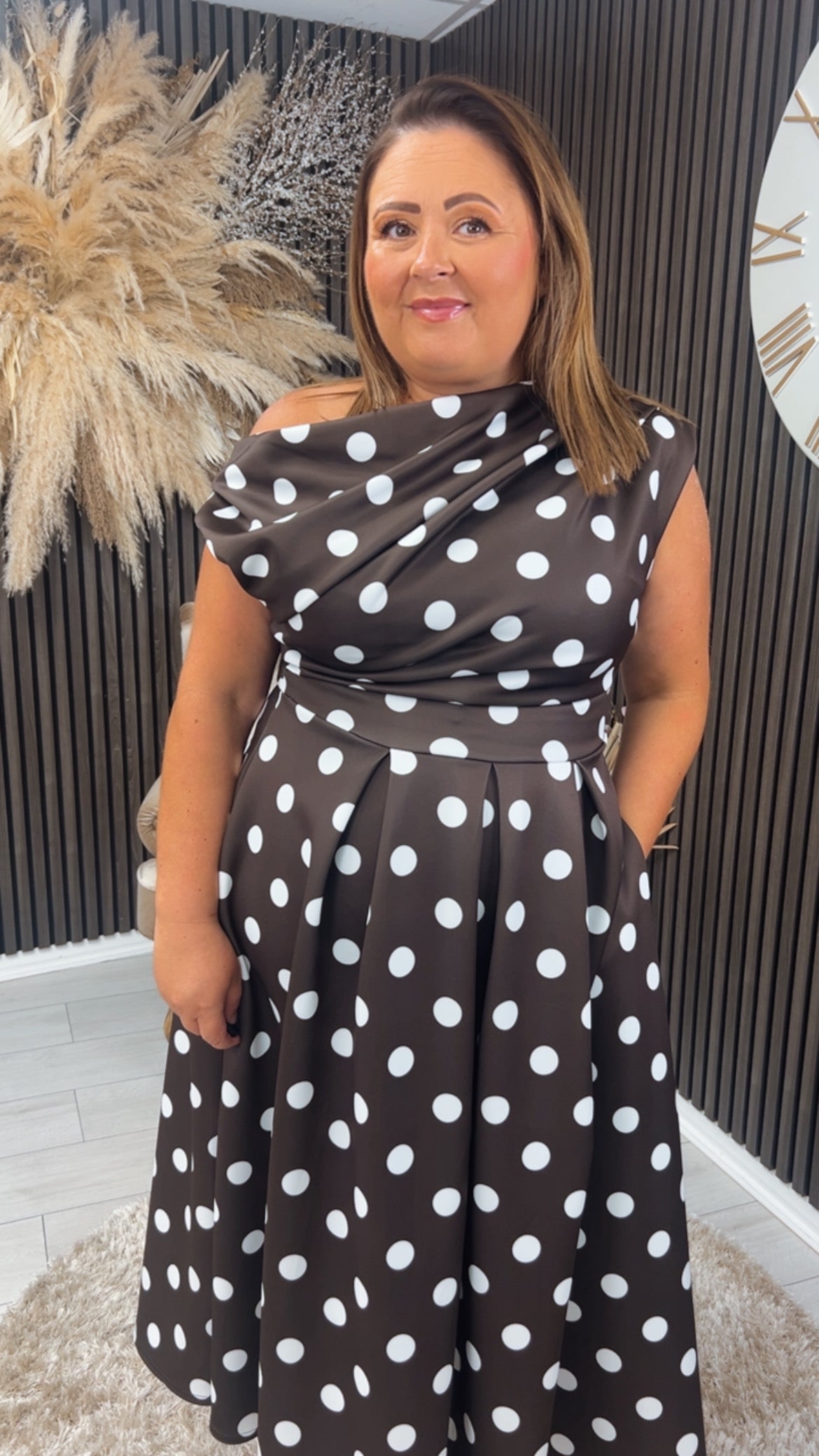 BETTY DRESS - BROWN POLKA DOT