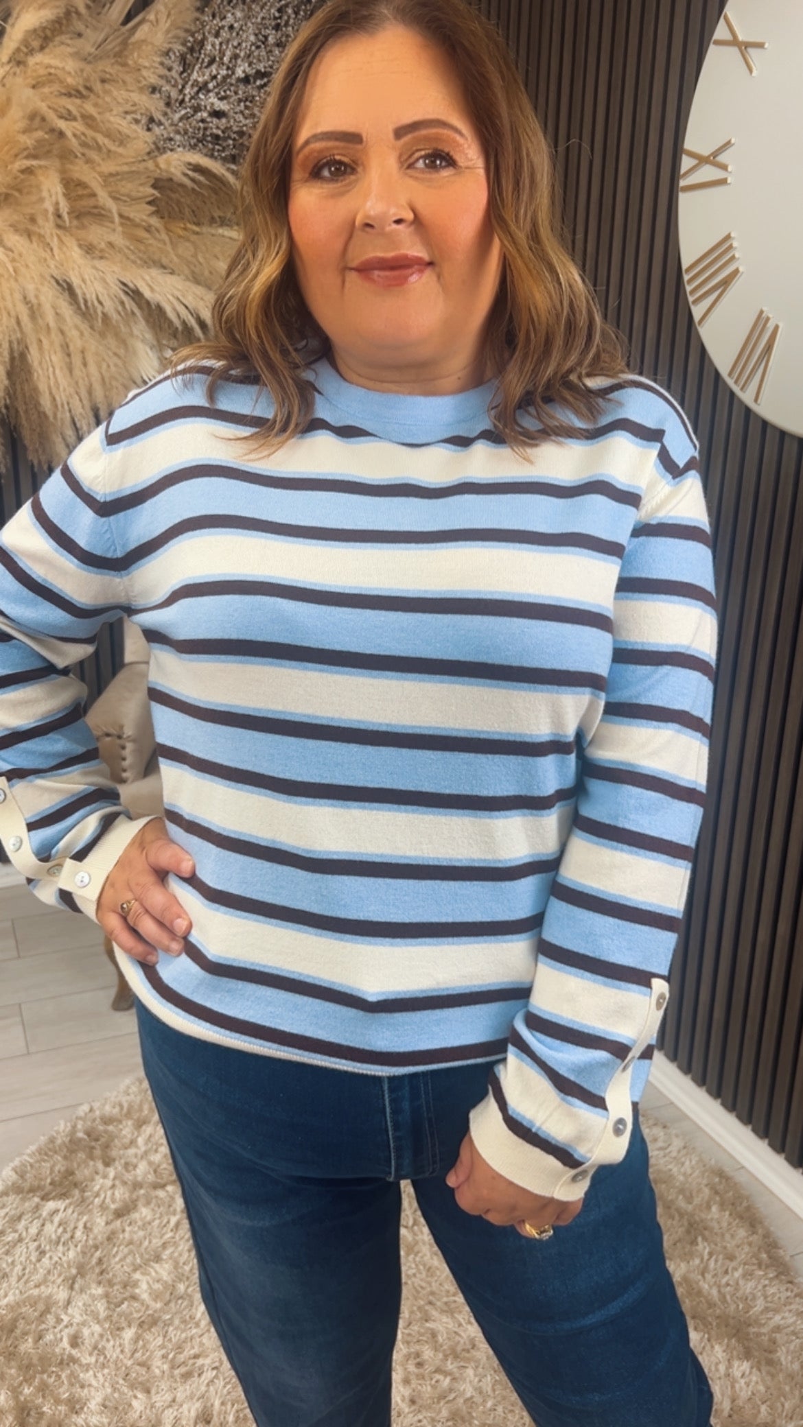 DIANI JUMPER - BLUE/BEIGE