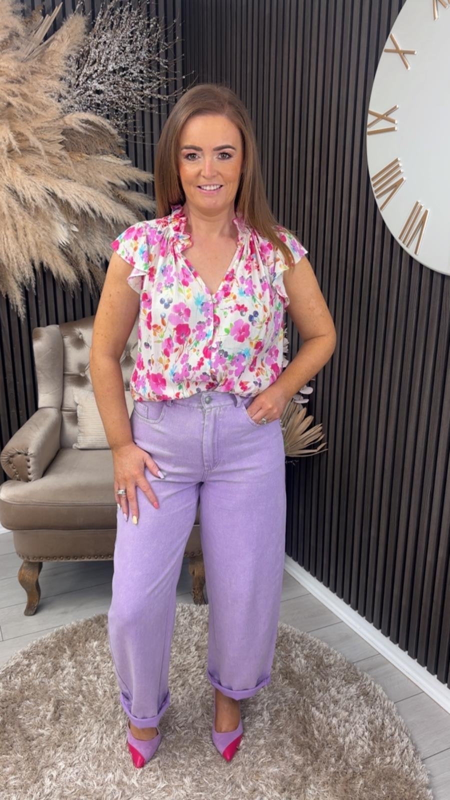 KENDALL TOP - WHITE/FUCHSIA