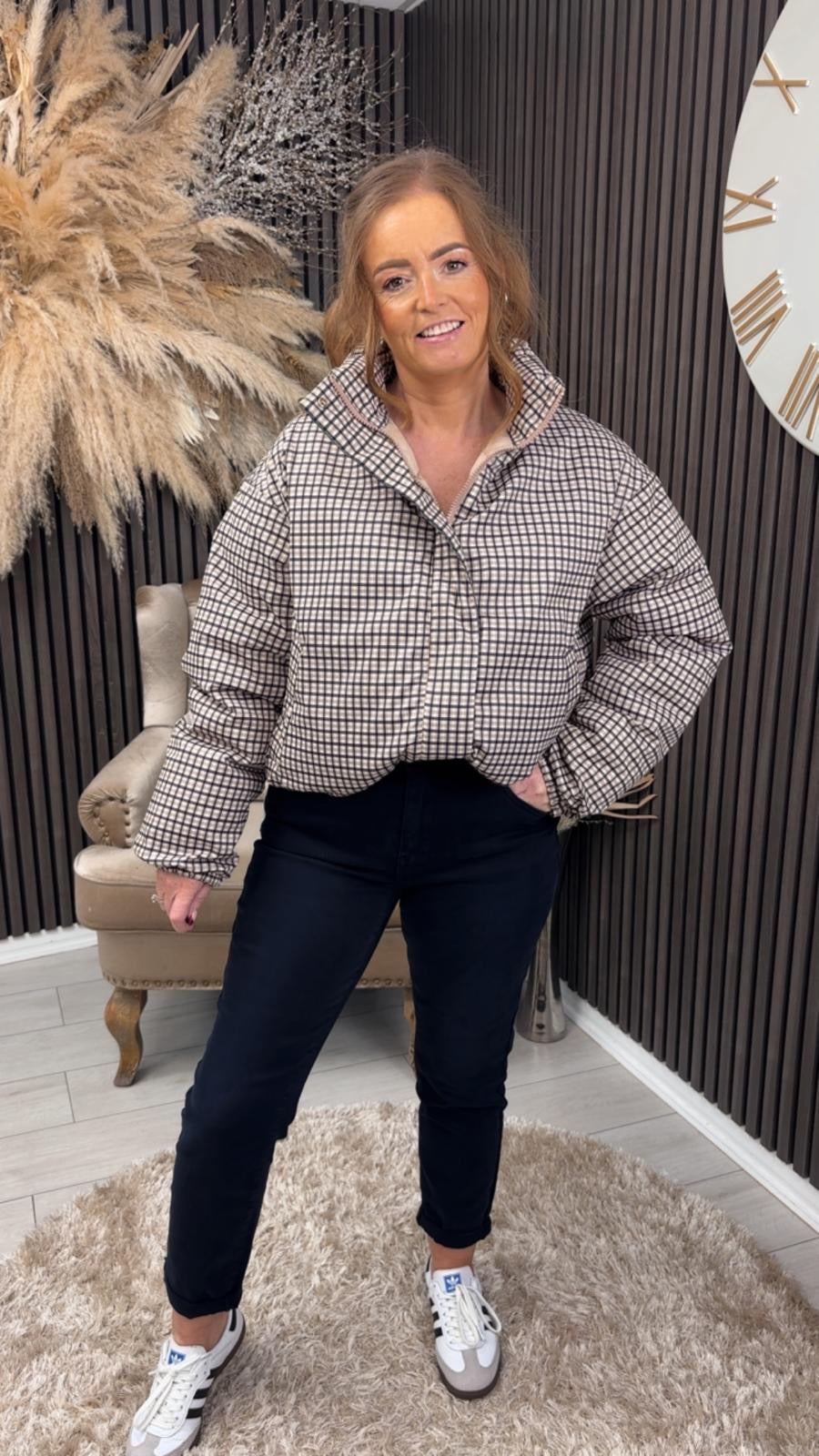 MEGAN PUFFER JACKET - CHECKED