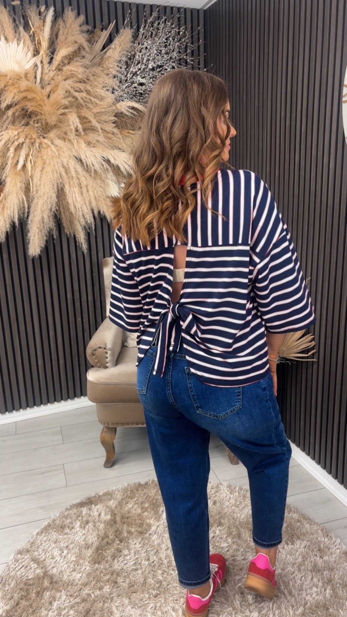 DEBBIE TOP - NAVY/RED