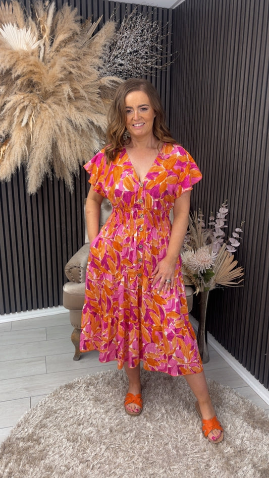SIMONE DRESS - PINK/ORANGE