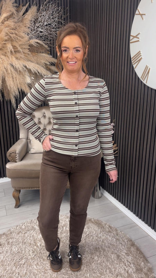 LAUREN TOP - GREEN/BROWN