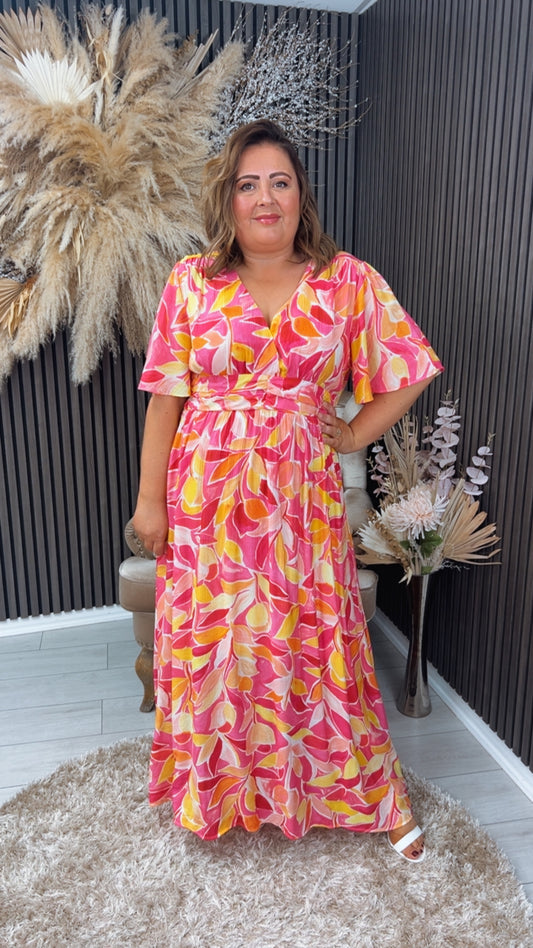 DEBRA DRESS - PINK/YELLOW