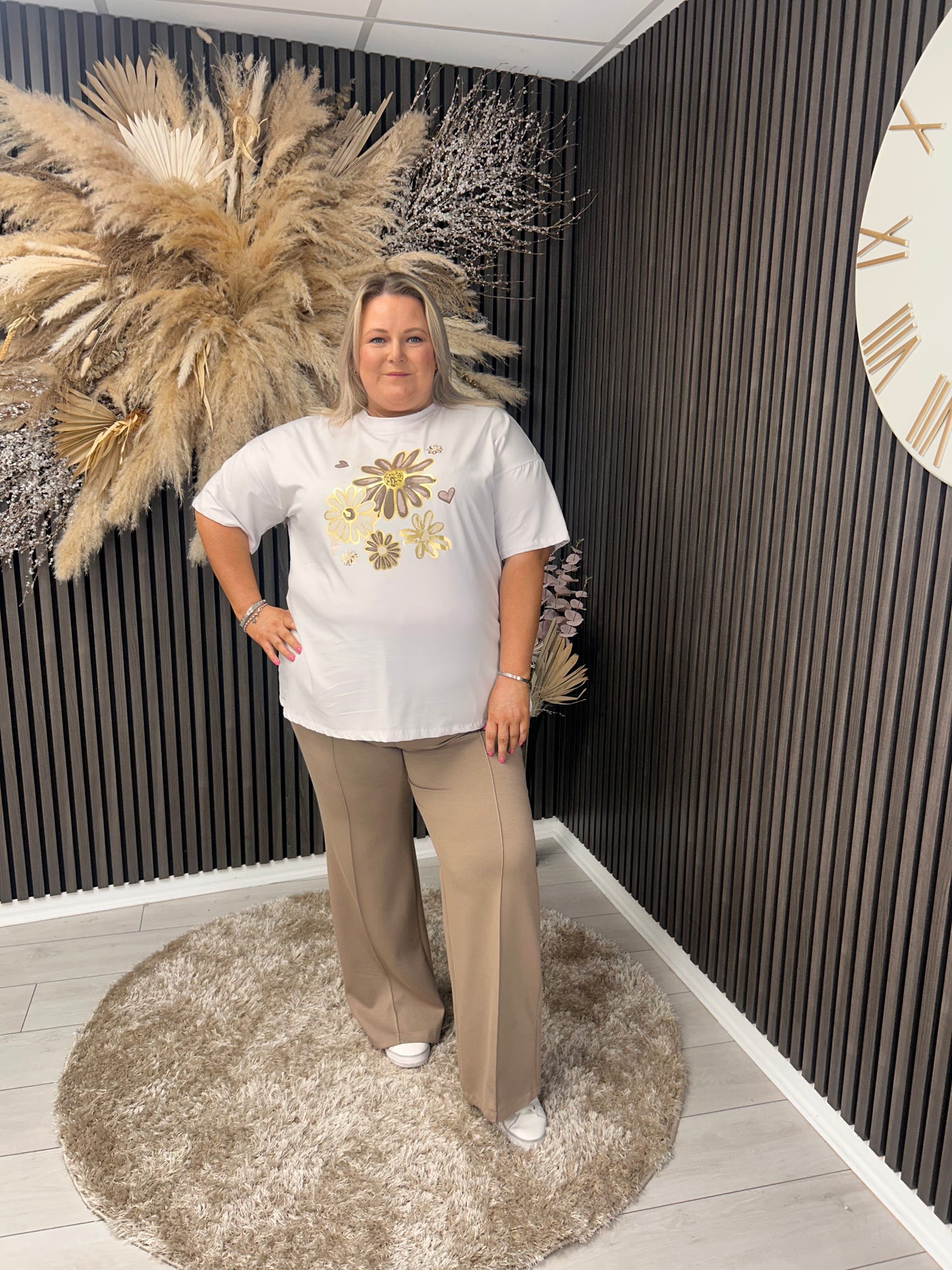 FRANCESCA T-SHIRT - WHITE/BROWN