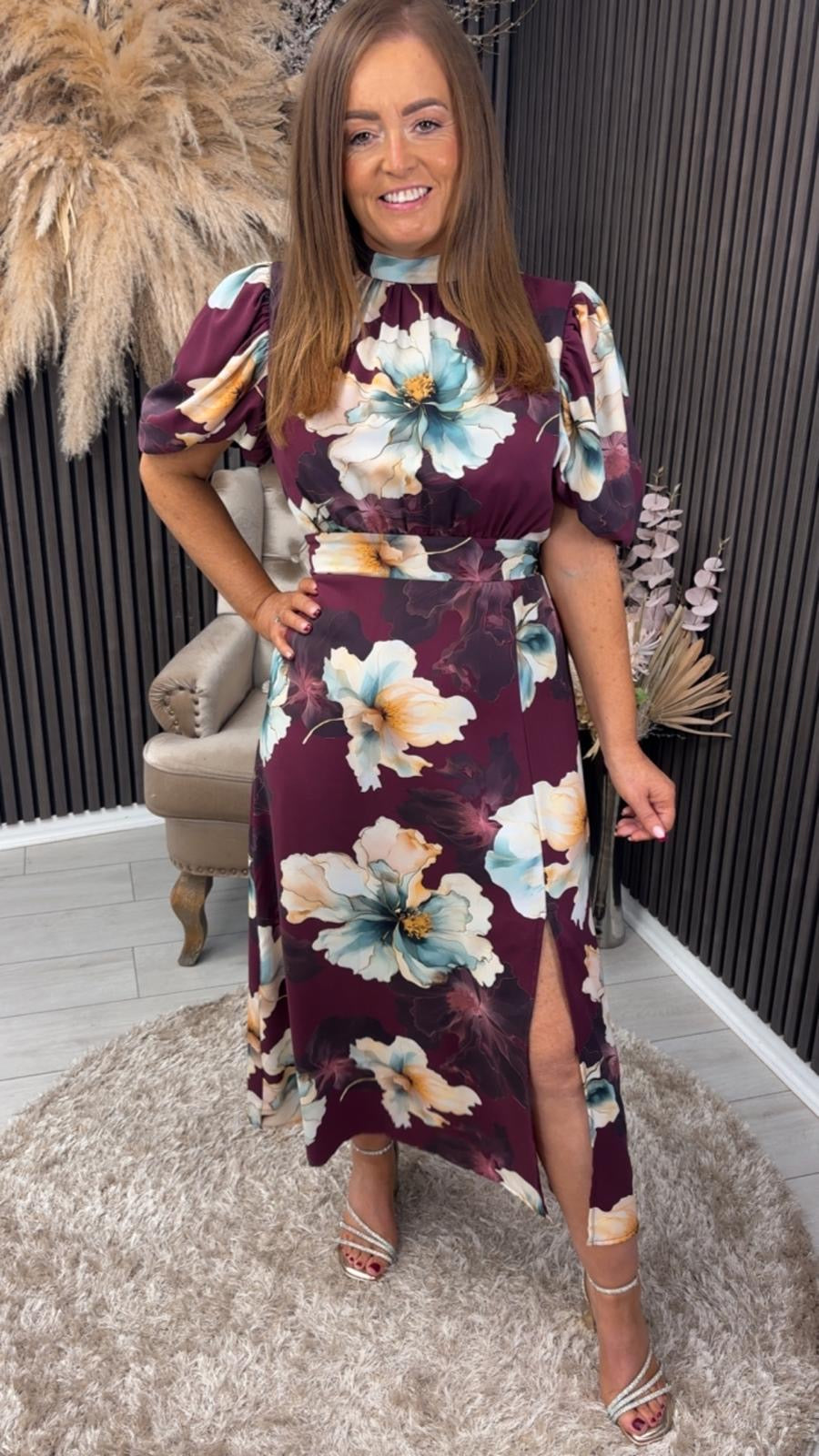 LILITH DRESS - PLUM FLOWER