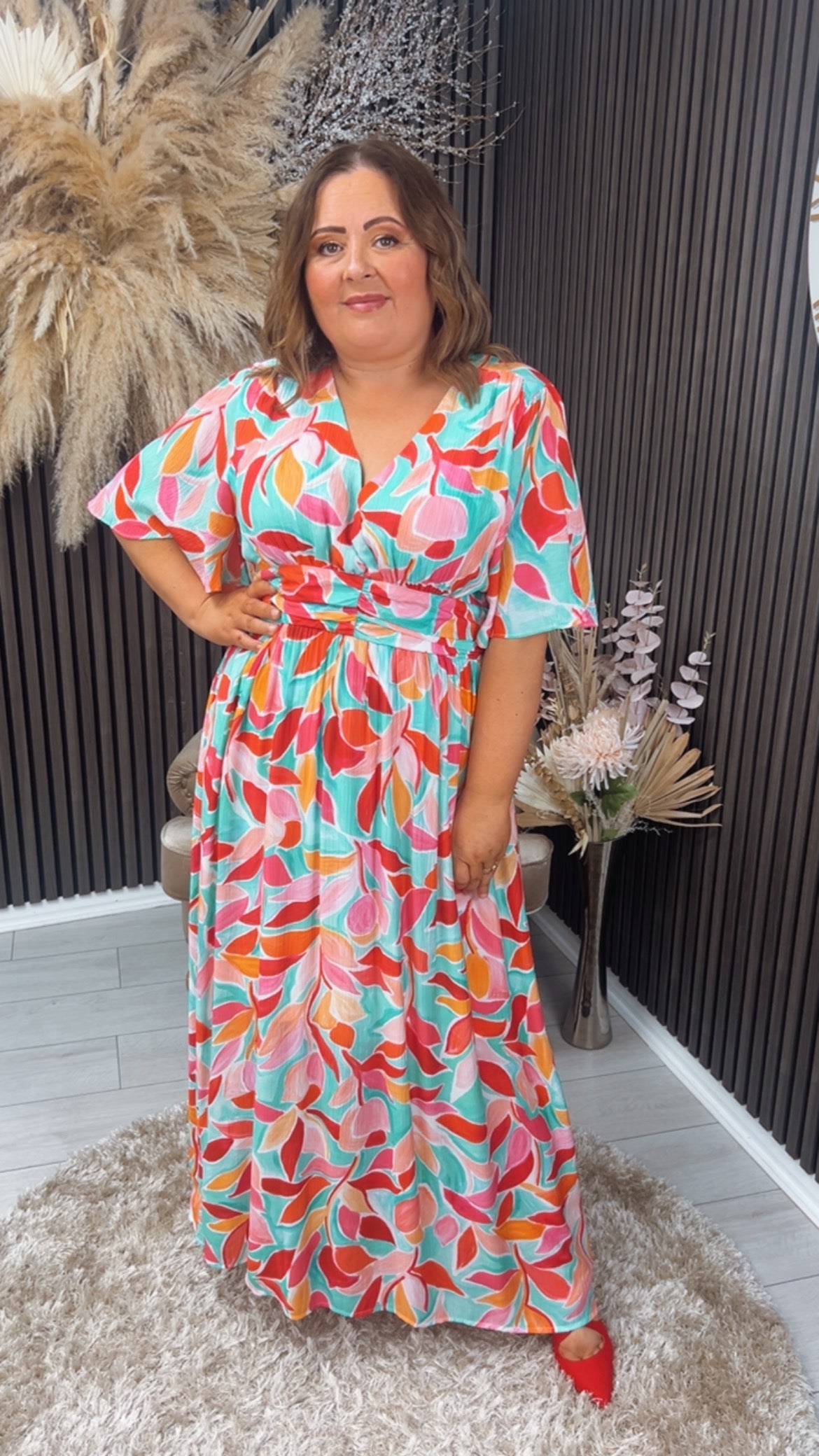 DEBRA DRESS - GREEN/ORANGE