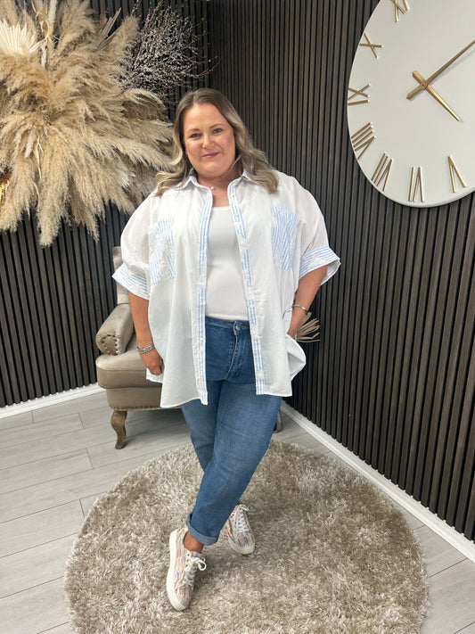 VONNIE SHIRT - WHITE/BLUE