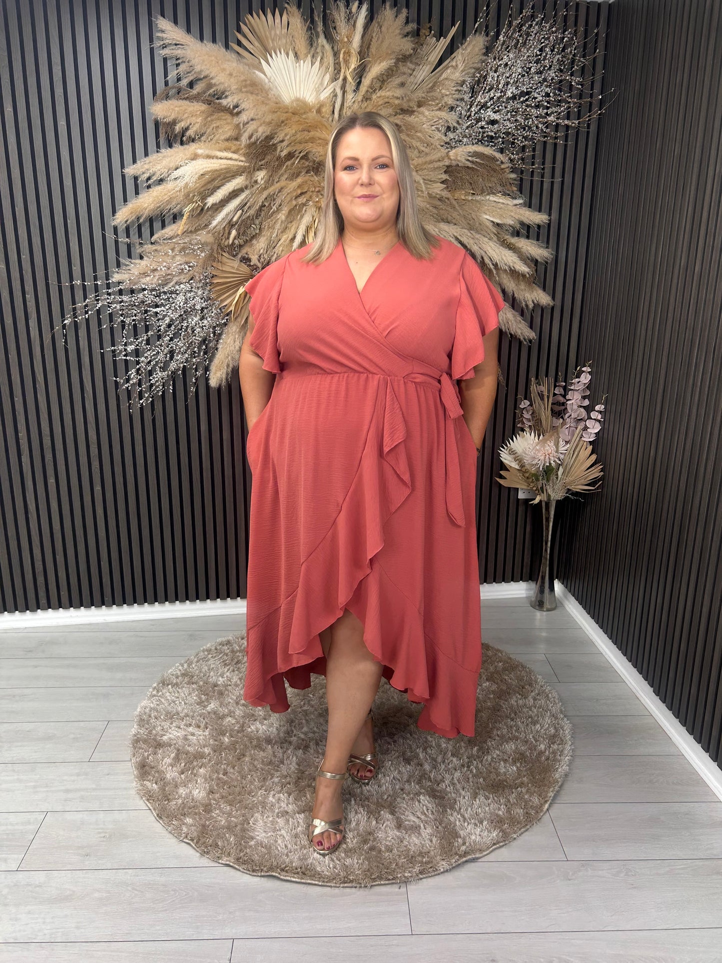 KATERINA DRESS - DEEP CORAL
