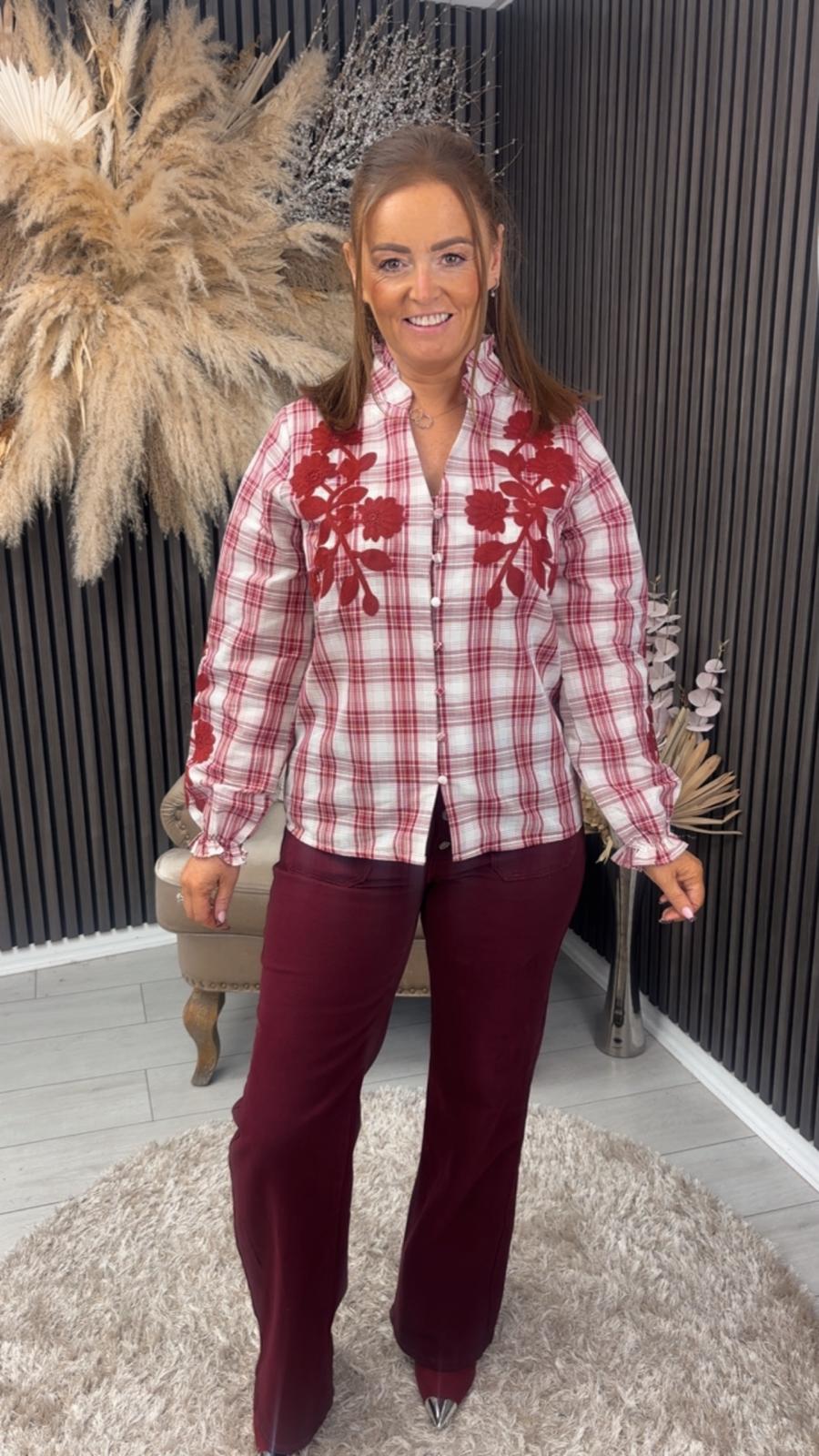 EMILY SHIRT - RED CHECKED