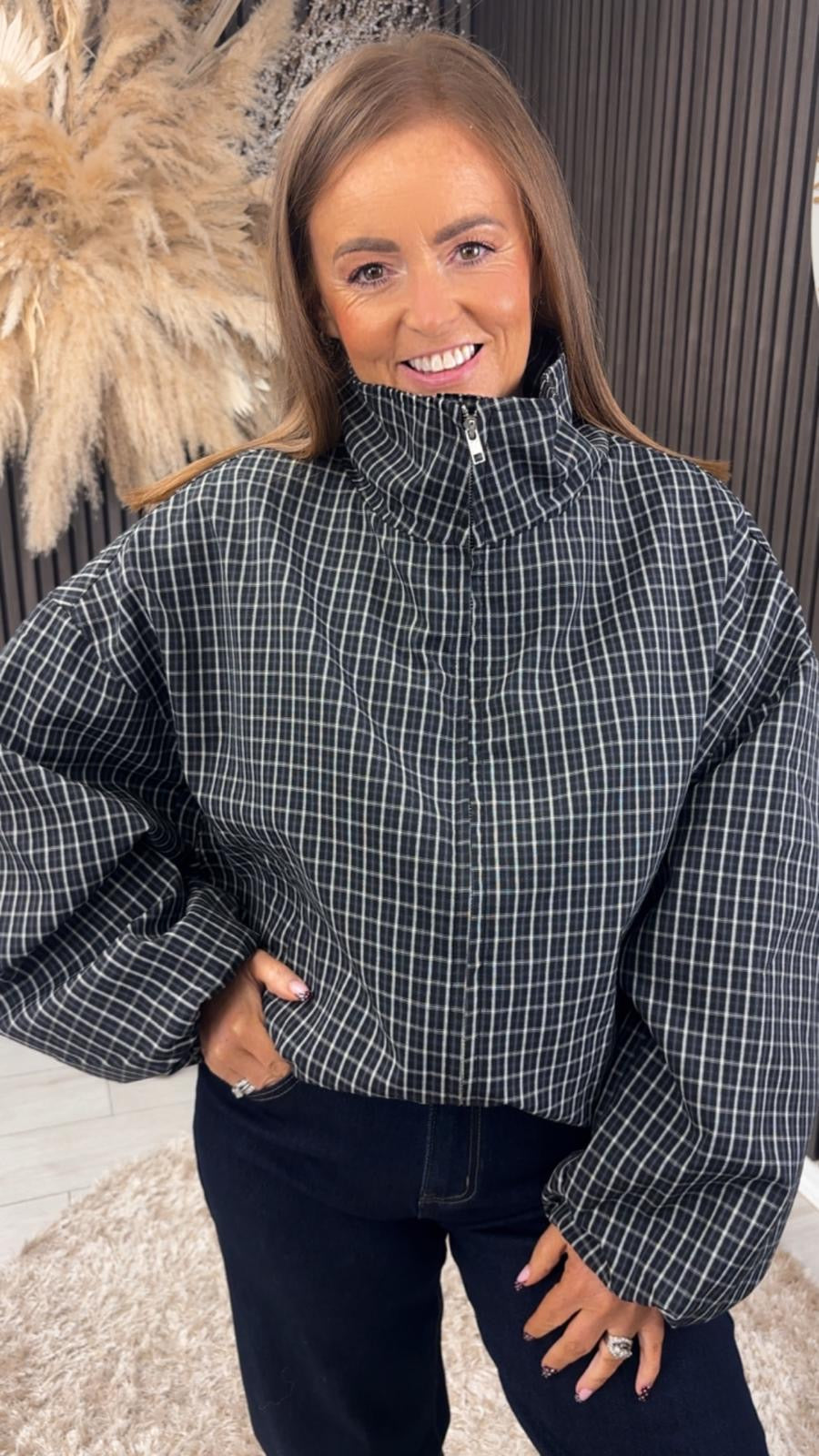 POLLY JACKET - NAVY CHECKED