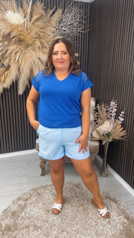 DELILAH SHORTS - BLUE STRIPE