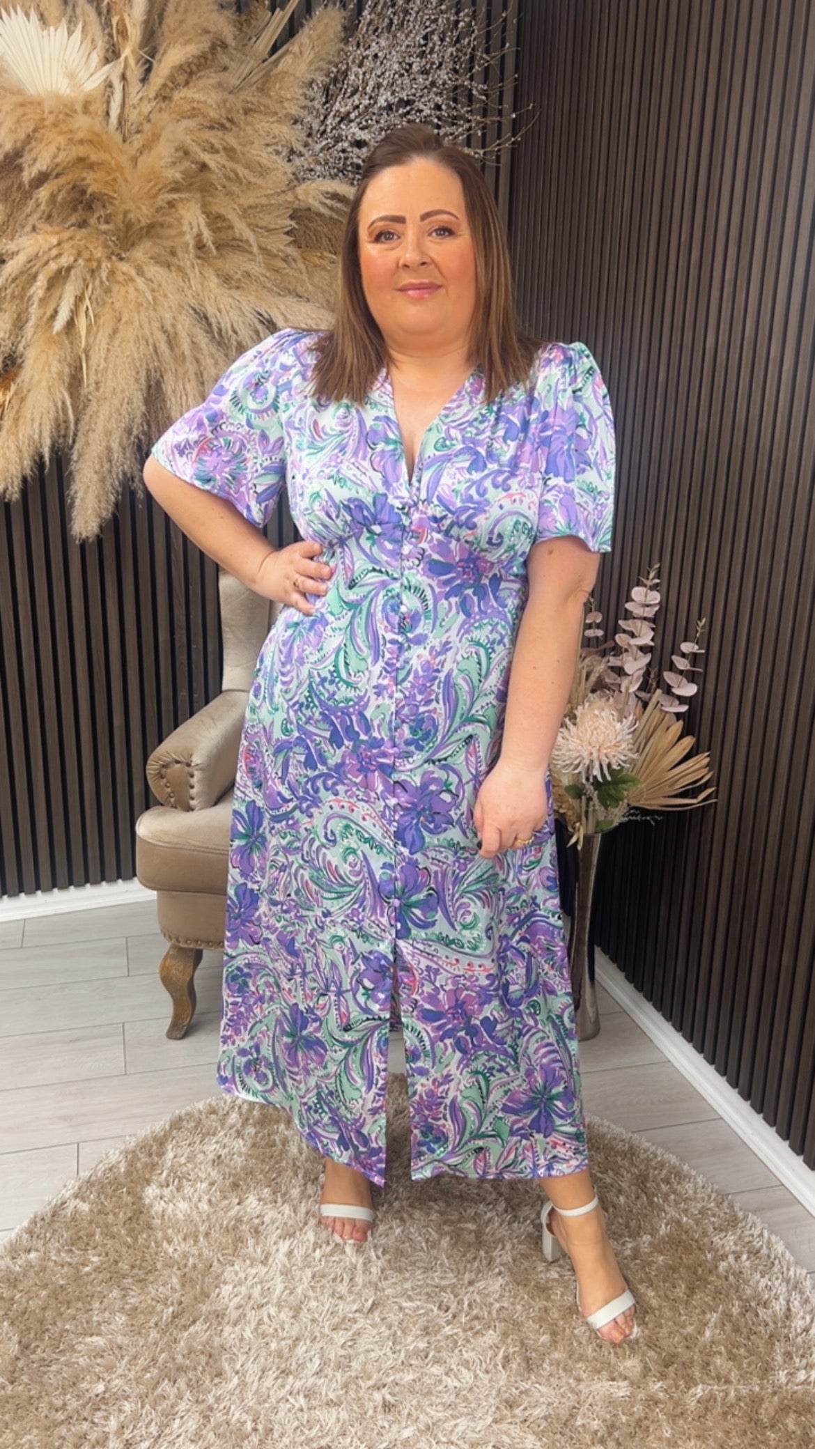 FRIDA DRESS - LILAC/GREEN
