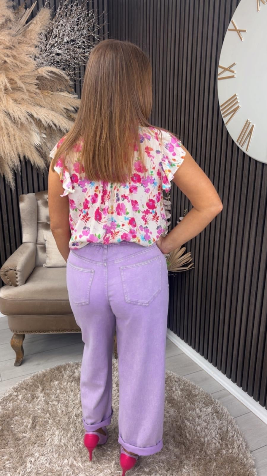 KENDALL TOP - WHITE/FUCHSIA