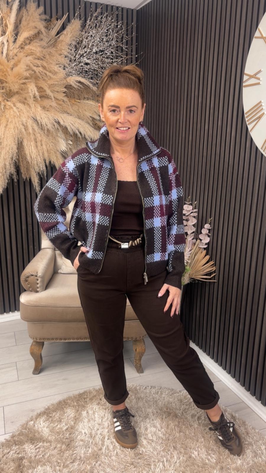 CAMILA JACKET - BROWN/BLUE