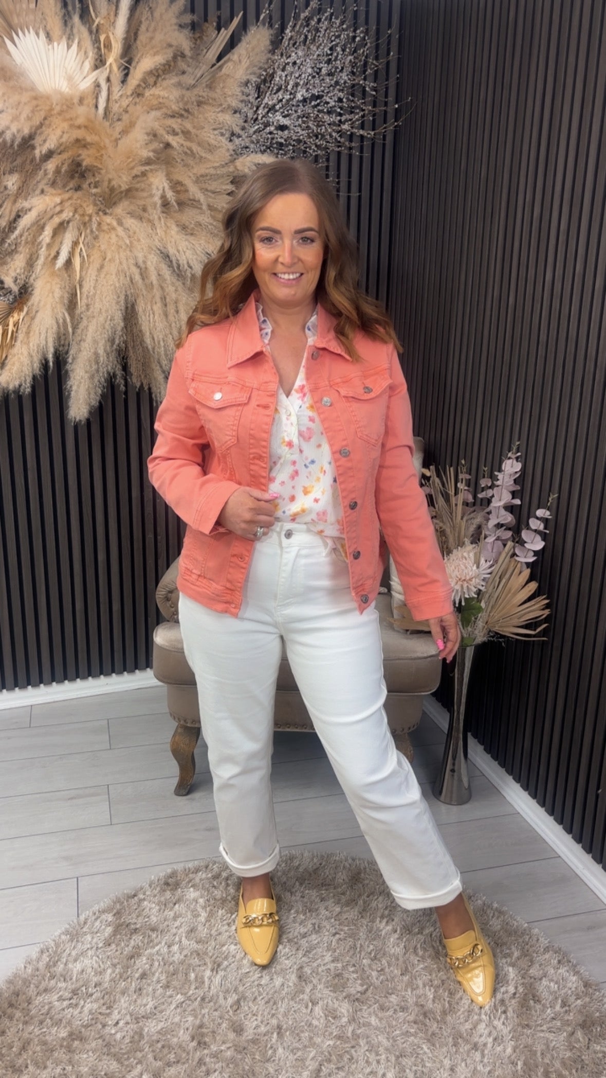 PAIGE DENIM JACKET - CORAL