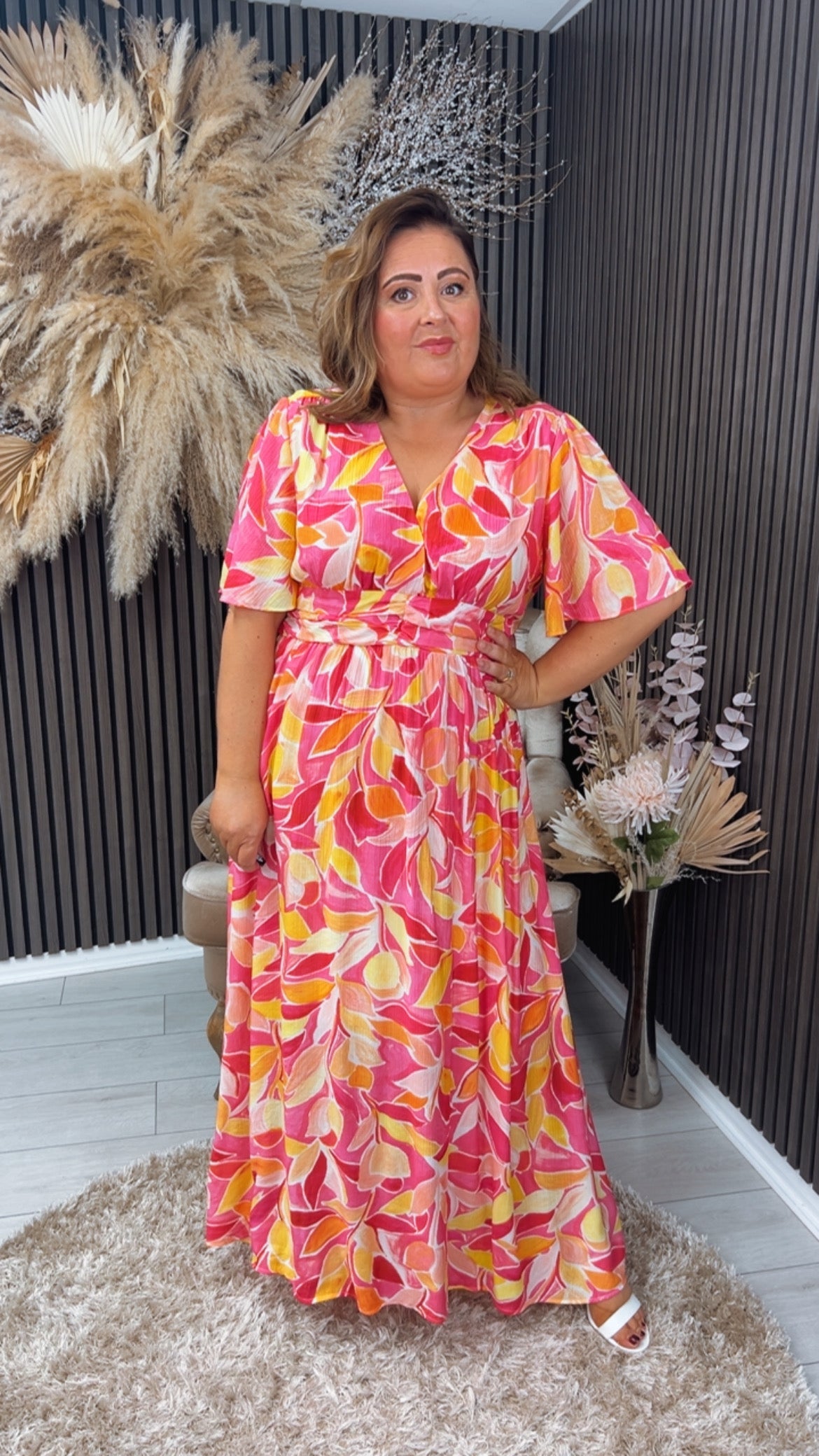 DEBRA DRESS - PINK/YELLOW