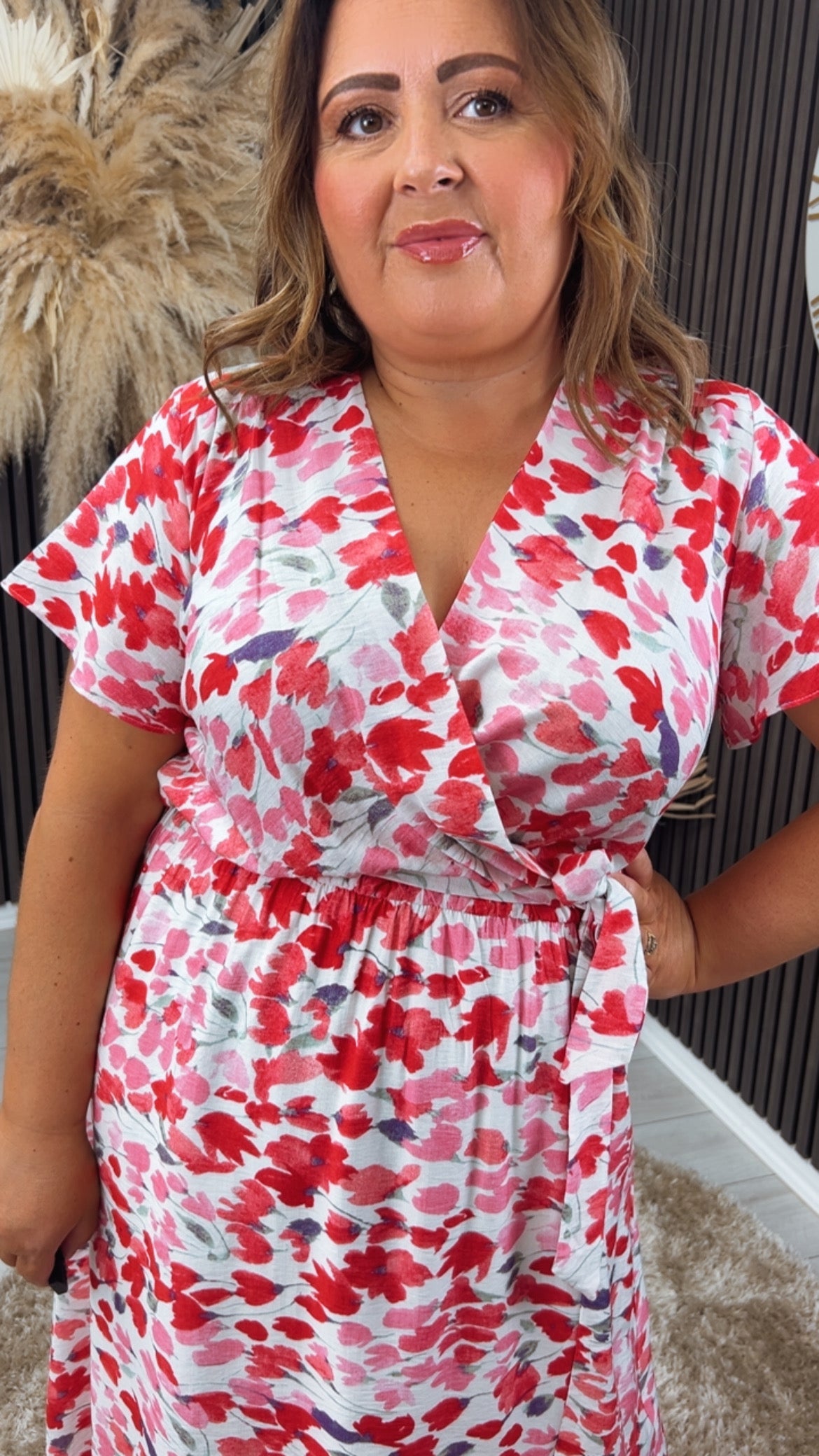 HILDA DRESS - WHITE/PINK