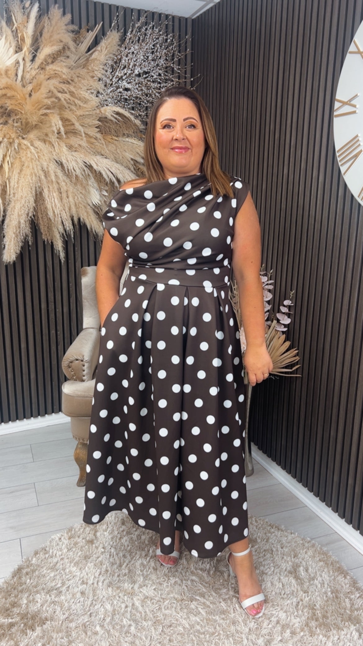 BETTY DRESS - BROWN POLKA DOT