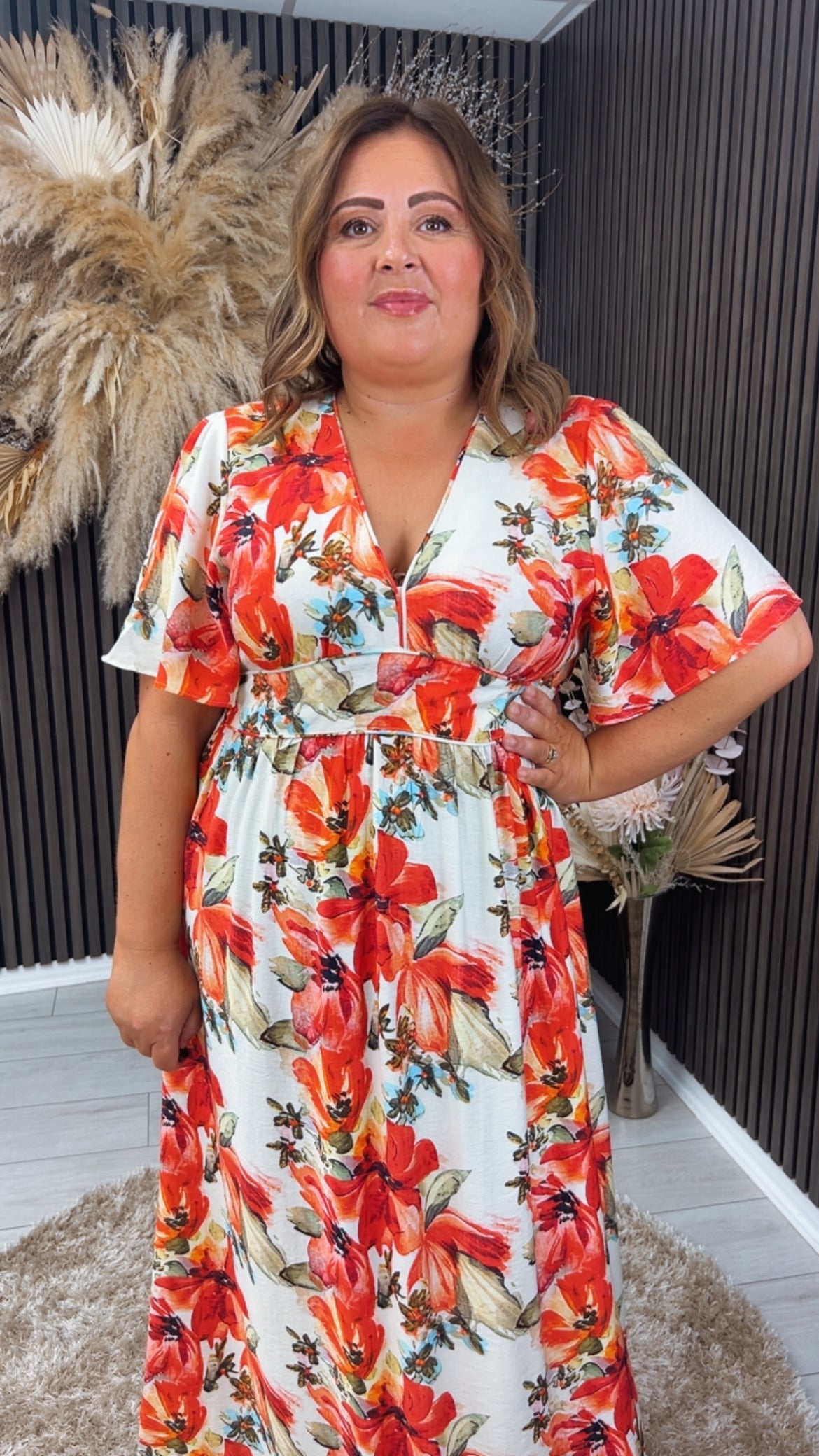 PAYTON DRESS - WHITE/RED