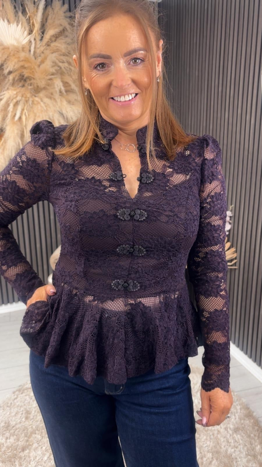 ANTHEA LACE TOP - PLUM