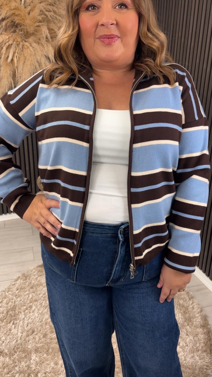 ELEANOR JACKET - BLUE/BROWN