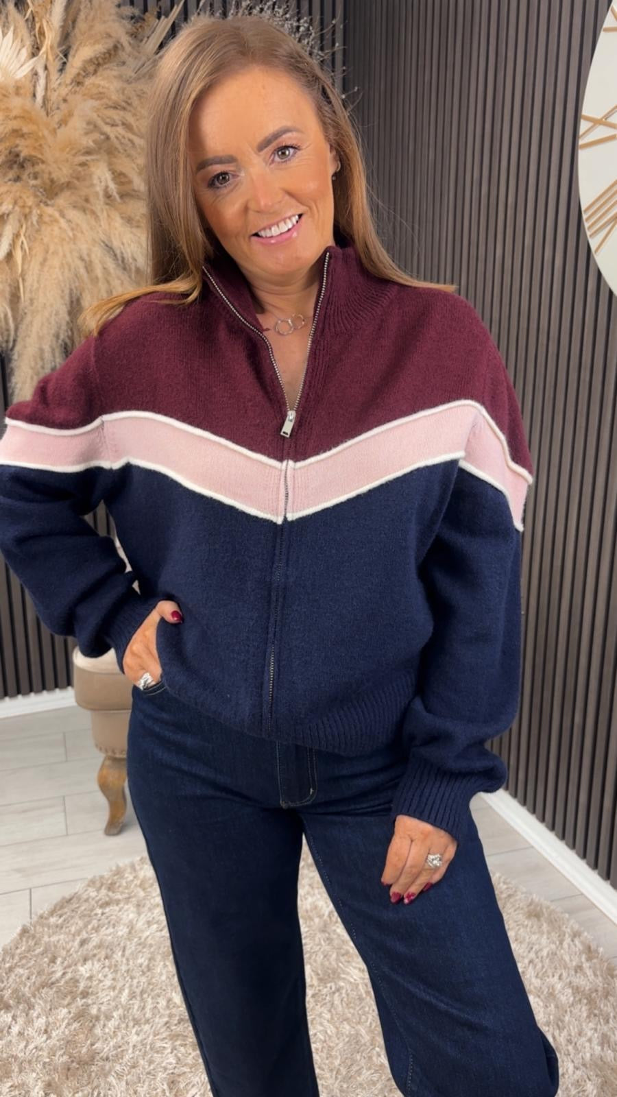 COLETTE JACKET - BURGUNDY/NAVY