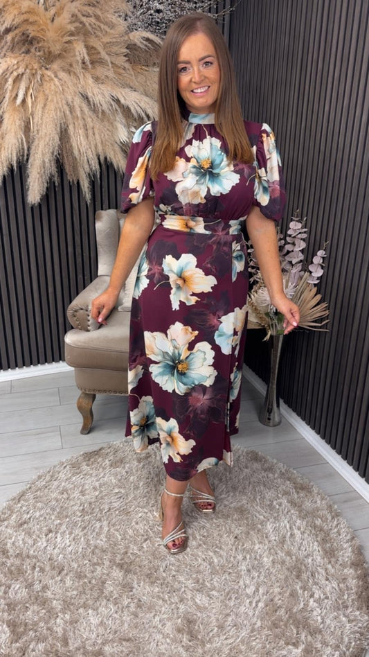 LILITH DRESS - PLUM FLOWER