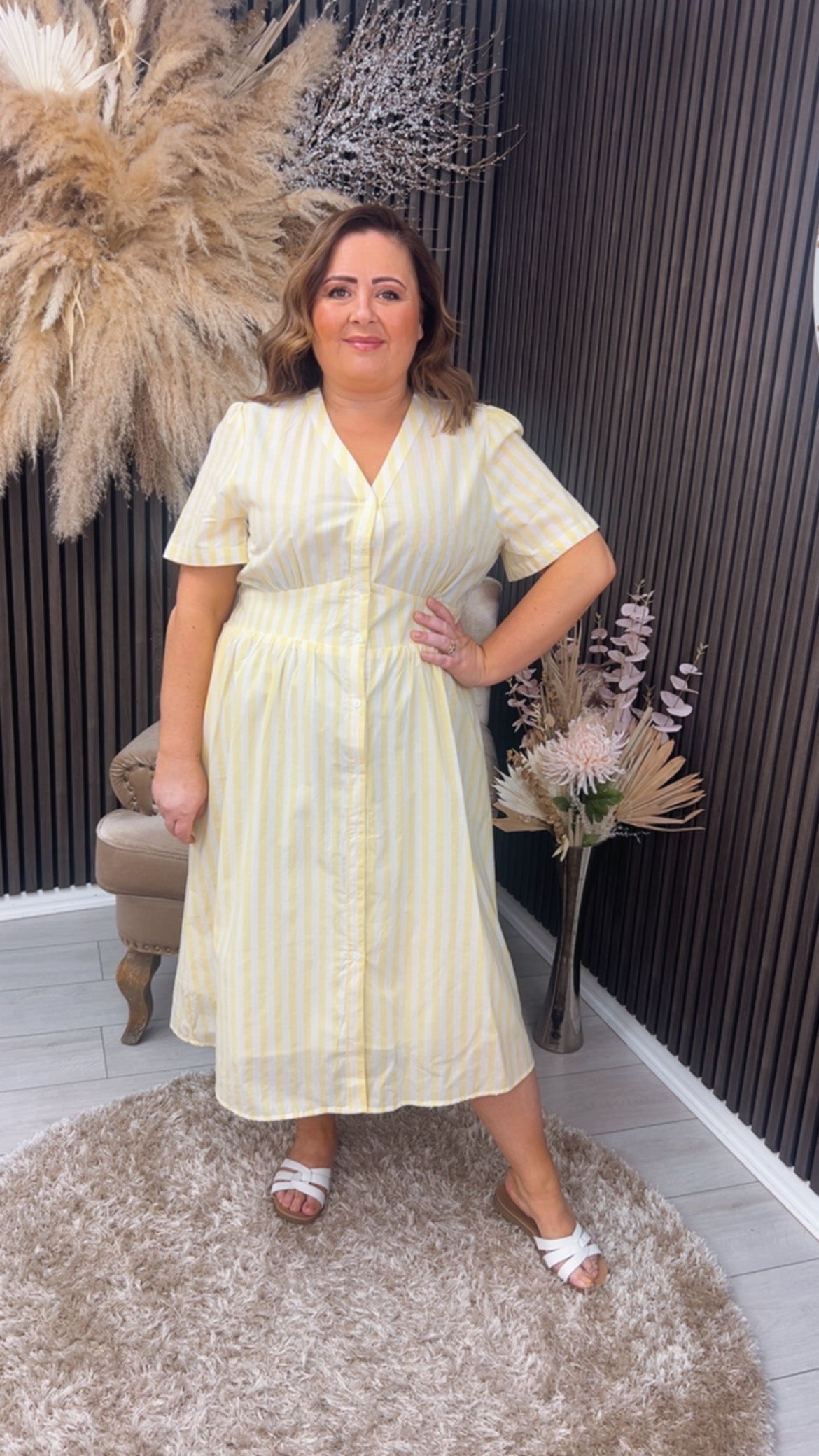 ALANNA DRESS - YELLOW STRIPE