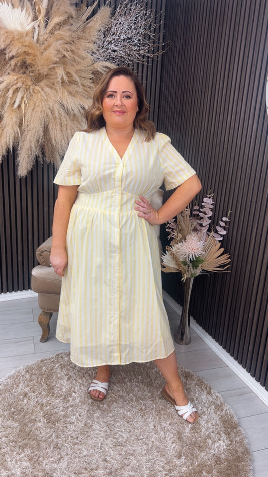 ALANNA DRESS - YELLOW STRIPE