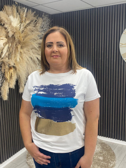 TEAGAN T-SHIRT - NAVY/GOLD