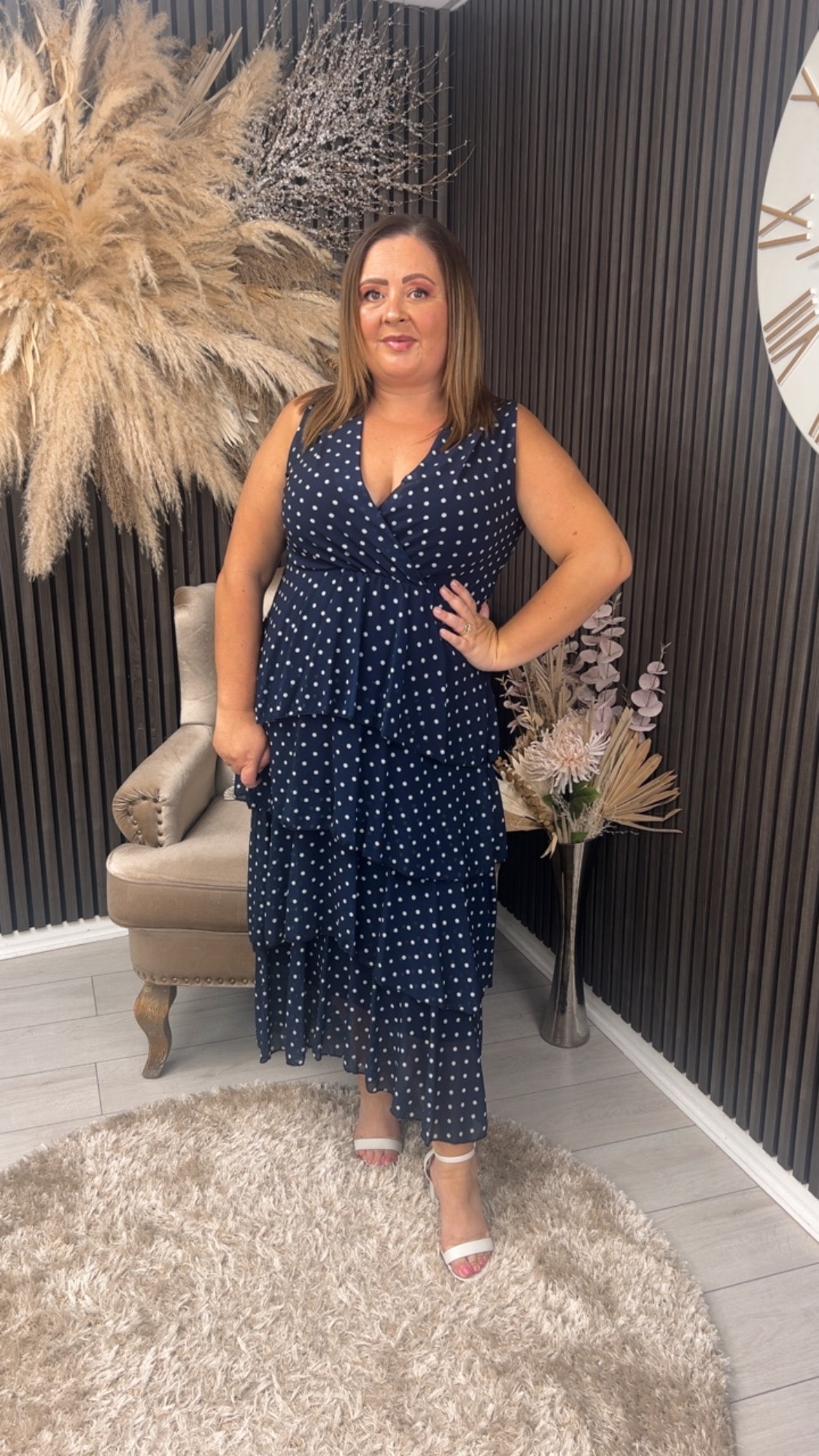 KELLY DRESS - NAVY SPOT