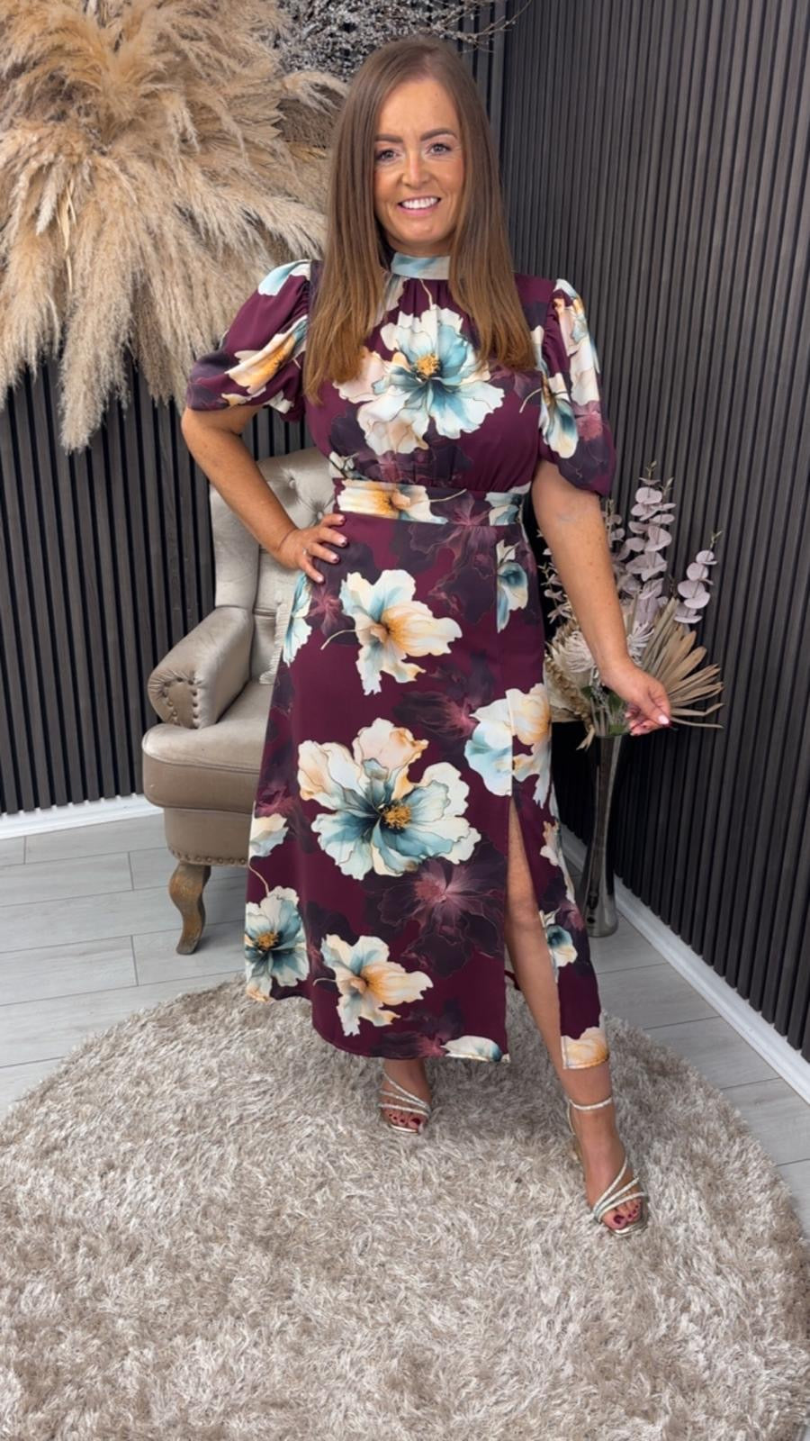 LILITH DRESS - PLUM FLOWER