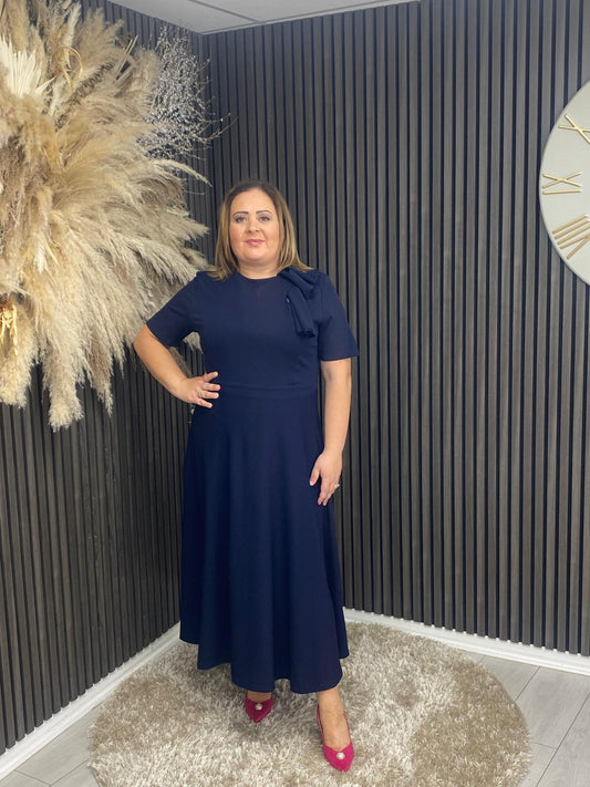 MINTA BOW DRESS - NAVY