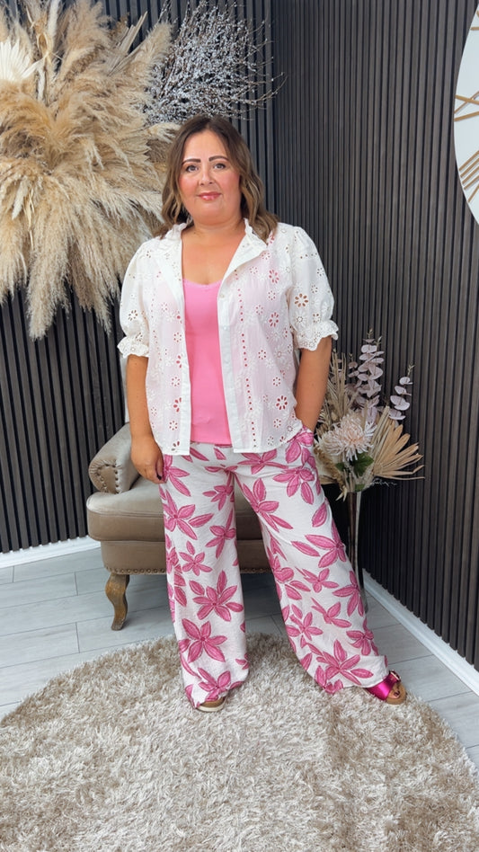 ORLAGH TROUSERS - CREAM/PINK