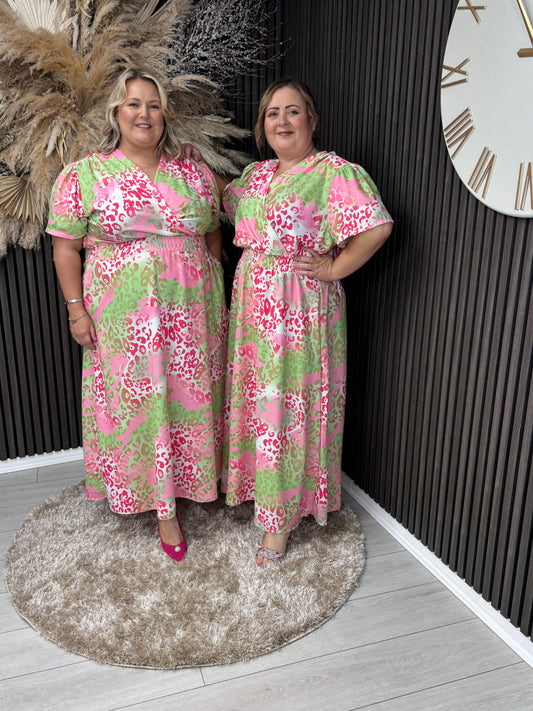 CERYS DRESS - PINK/GREEN