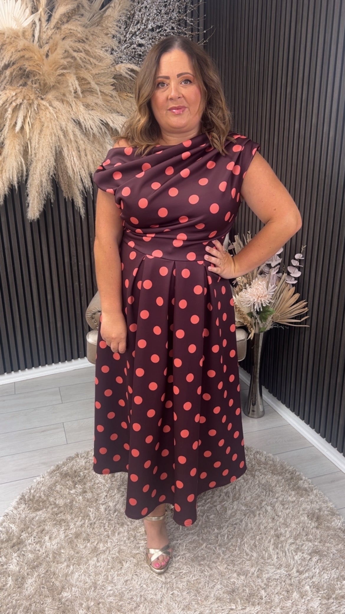 BETTY DRESS - BURGUNDY/CORAL