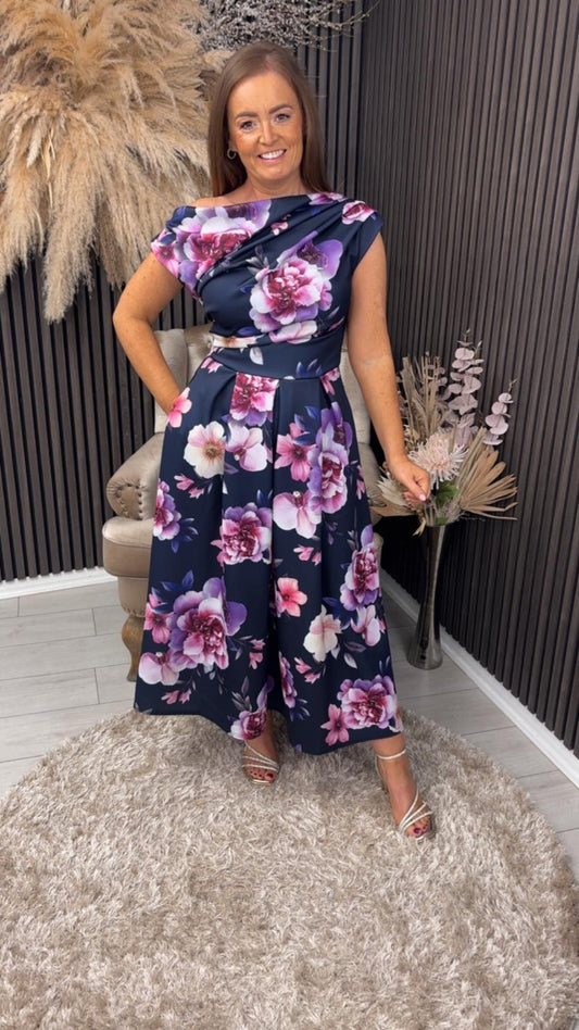 BETTY DRESS - NAVY/PURPLE