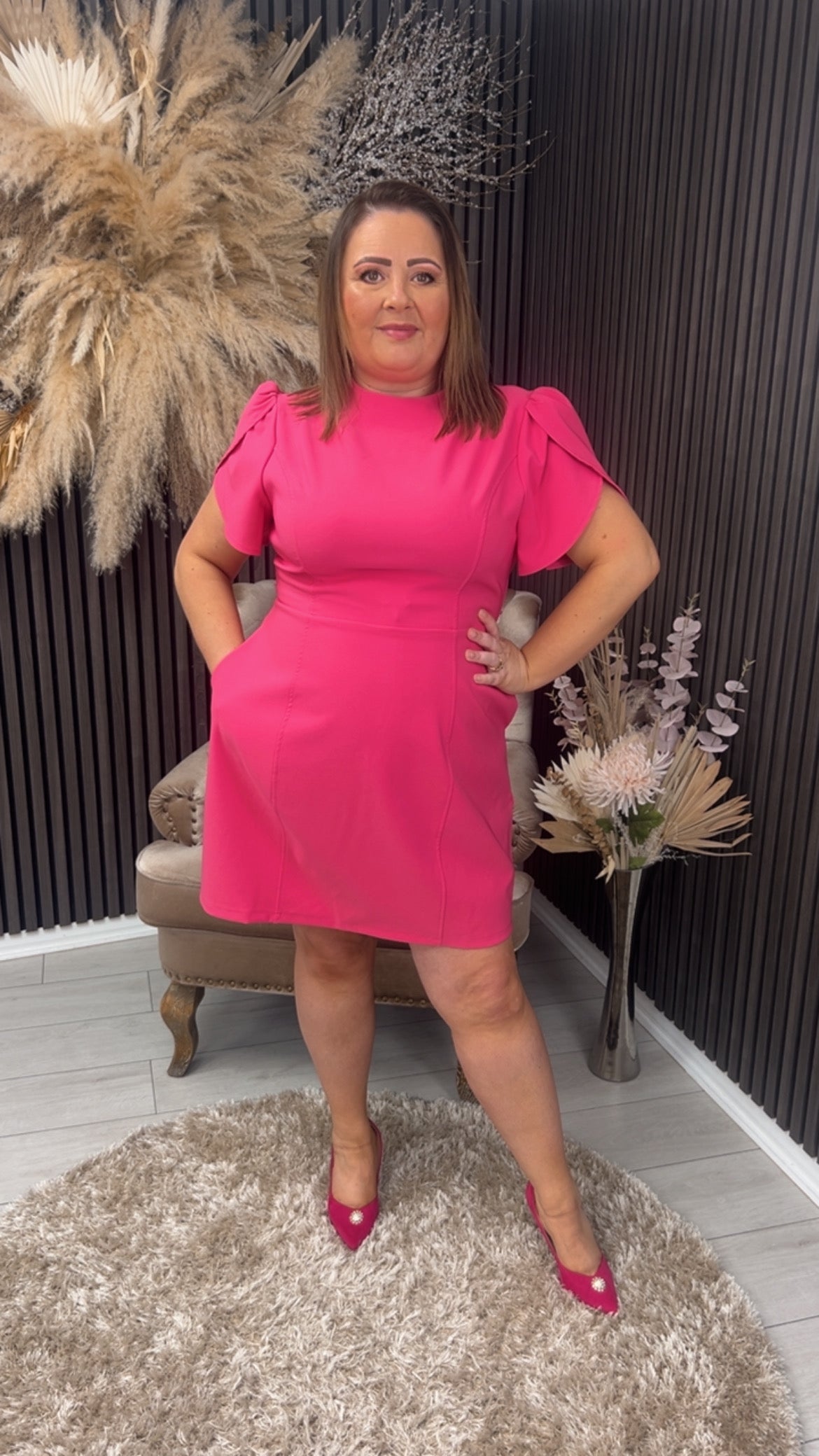 AMI TULIP DRESS - PINK